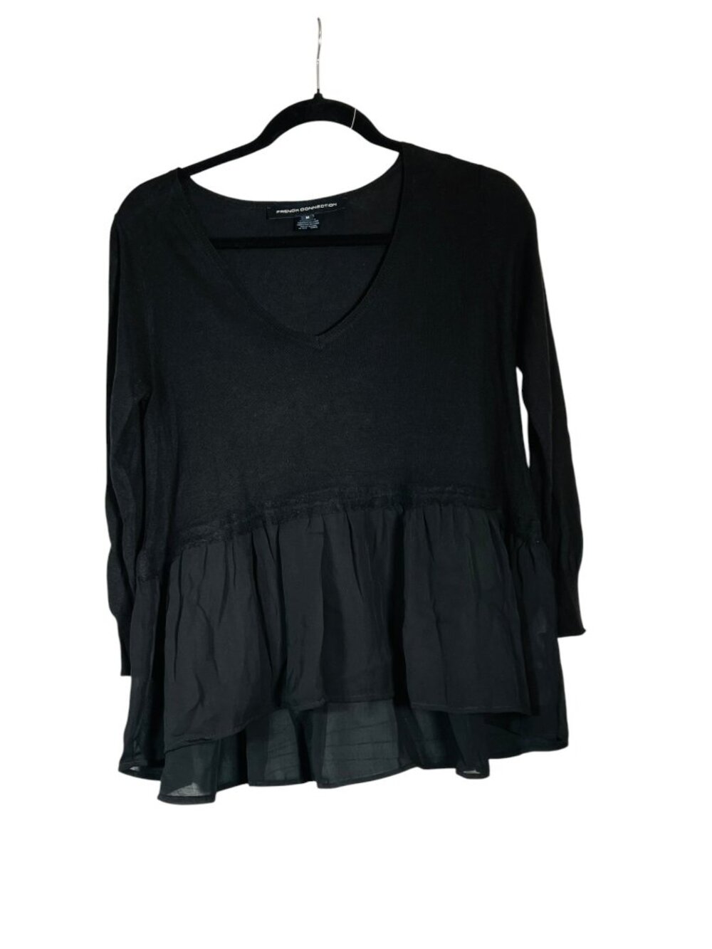 NWT French Connection Black Peplum Sweater Top Women’s Medium Studio Rental